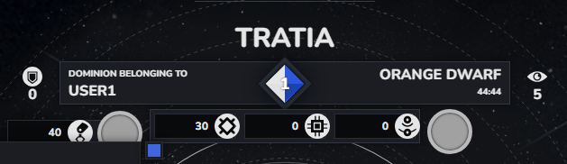 The header of one of your dominions: its owner line names you, and the half marker shows it is a dominion