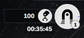 The production box of a system: the order being built with its progress ring, the number of orders behind it, and the time left