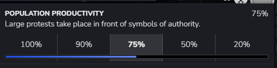 The population status bar: productivity by stability band, current band highlighted