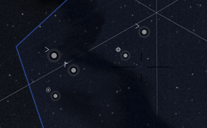 The galaxy map with player-placed icons used to coordinate with teammates