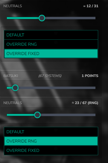 Neutral distribution configuration controls