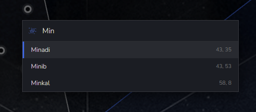 System search dialog opened with the F hotkey
